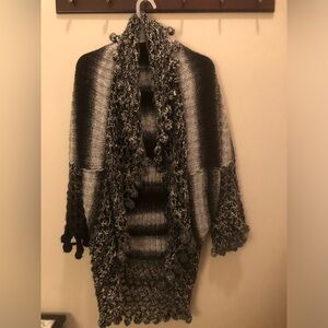 Long cardigan with crocheted details